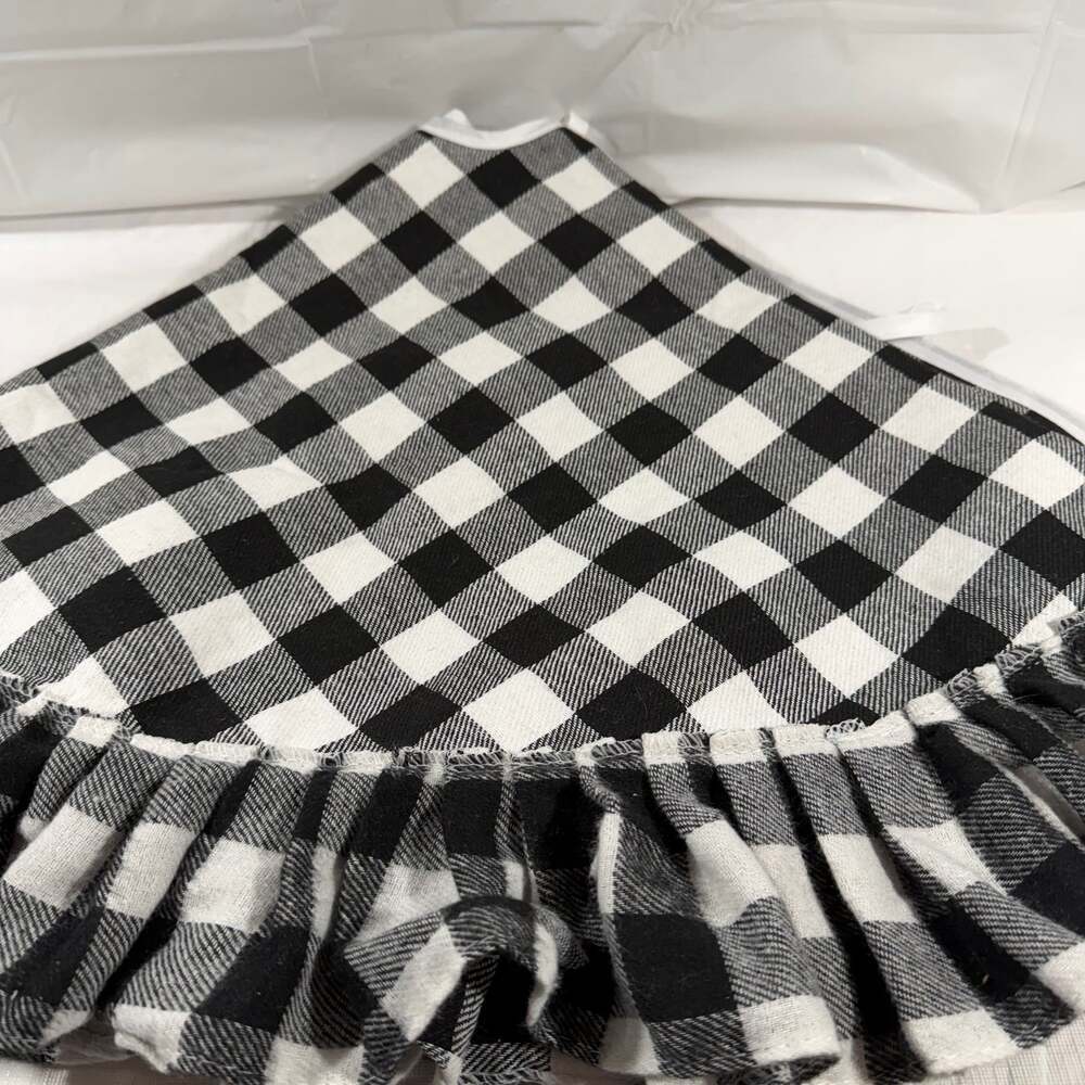 Check Plaid Christmas Tree Skirt, Black and White Gingham